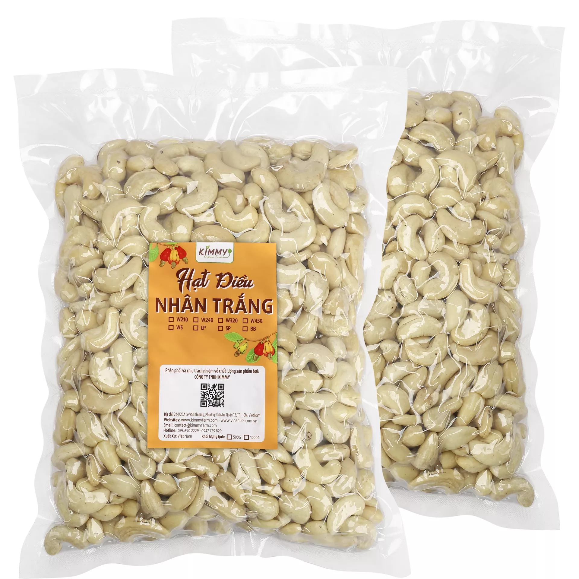 W240 Cashew Nuts With 1st Quality In Vietnam - Packed 1KG Vaccum Bag -Kimmy Farm Vietnam
