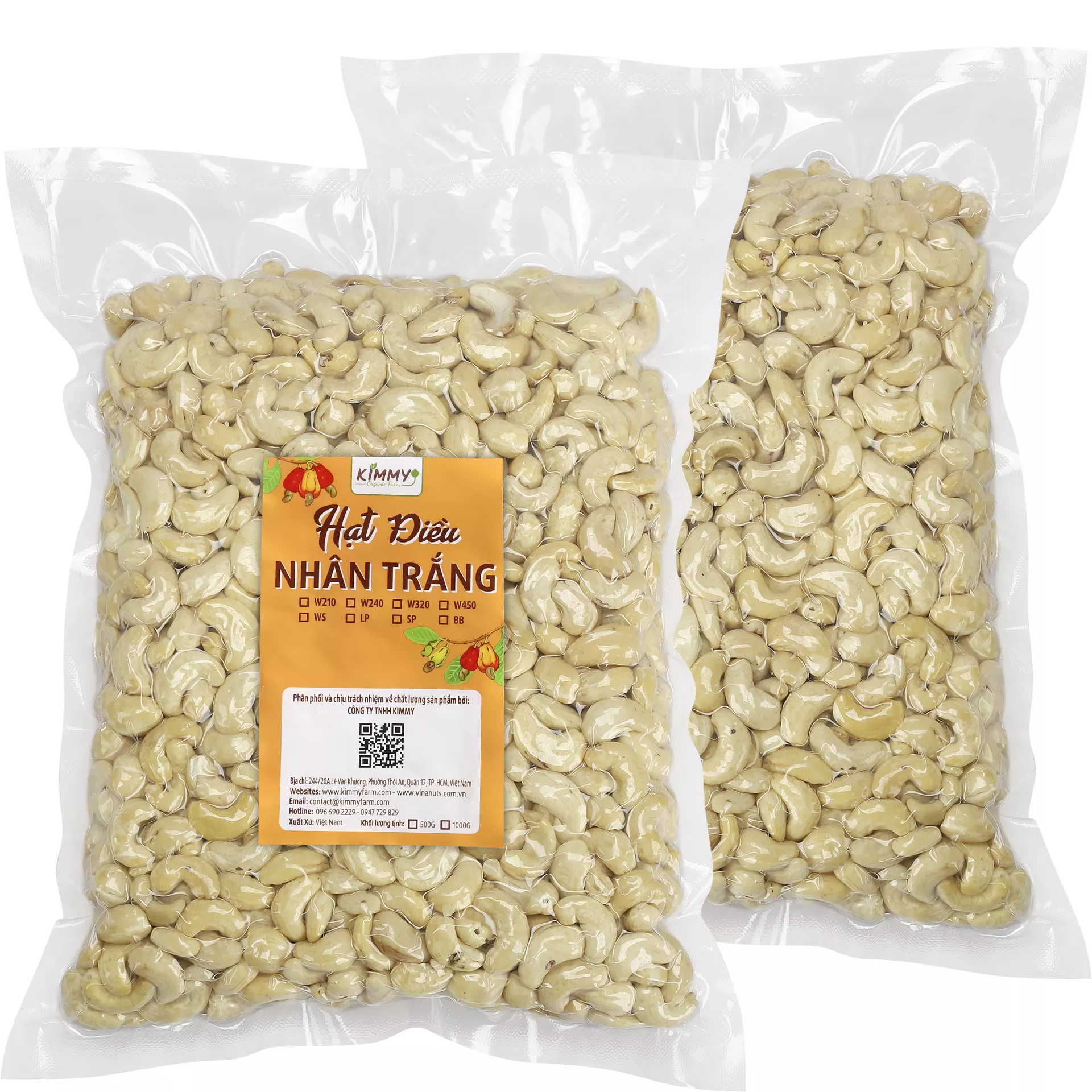 W450 Cashew With 1st Quality – 1KG Packed in Vacuum Bags – Kimmy Farm Vietnam