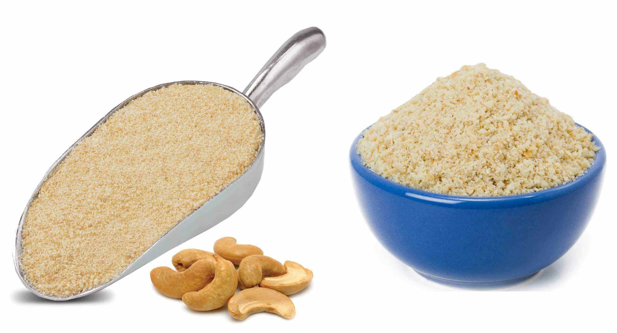 Cashew Powder is derived from Cashew kernels that have been shelled, blanched, roasted, and ground into Flour.