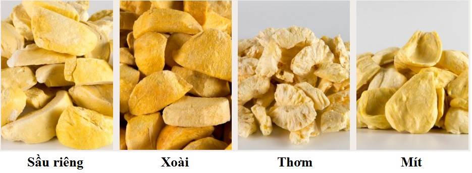 Einige gefriergetrocknete Produkte werden viel auf dem Markt konsumiert: Durian, Mango, Ananas, Jackfruit...