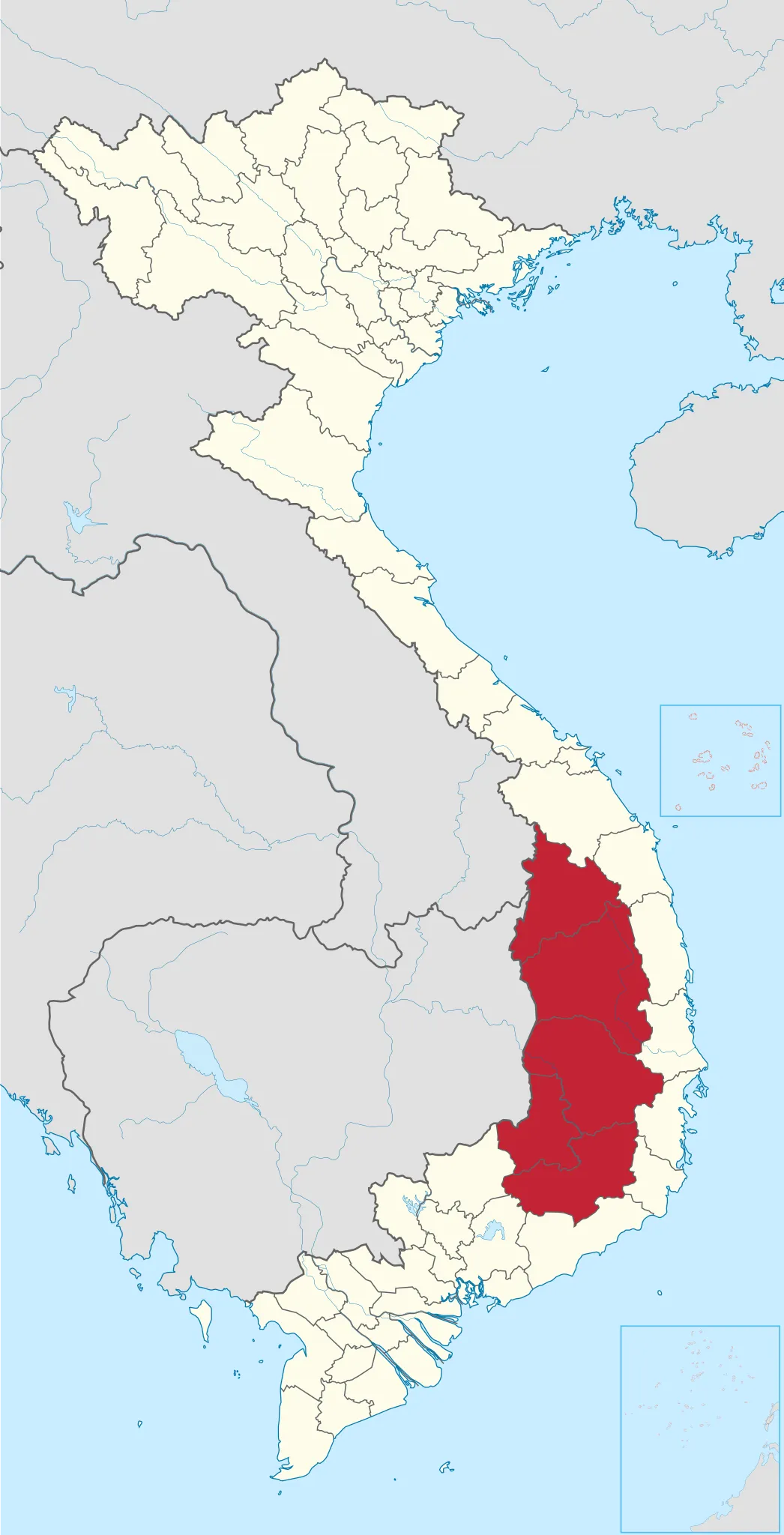 Central highlands area Vietnam Map
